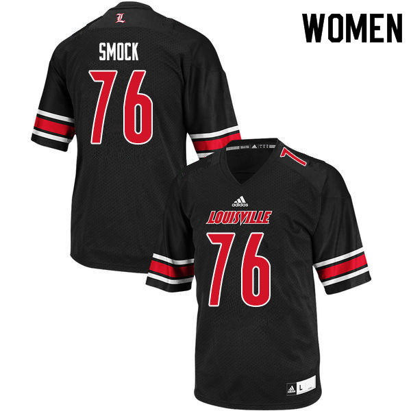 Women #76 Wyatt Smock Louisville Cardinals College Football Jerseys Sale-Black